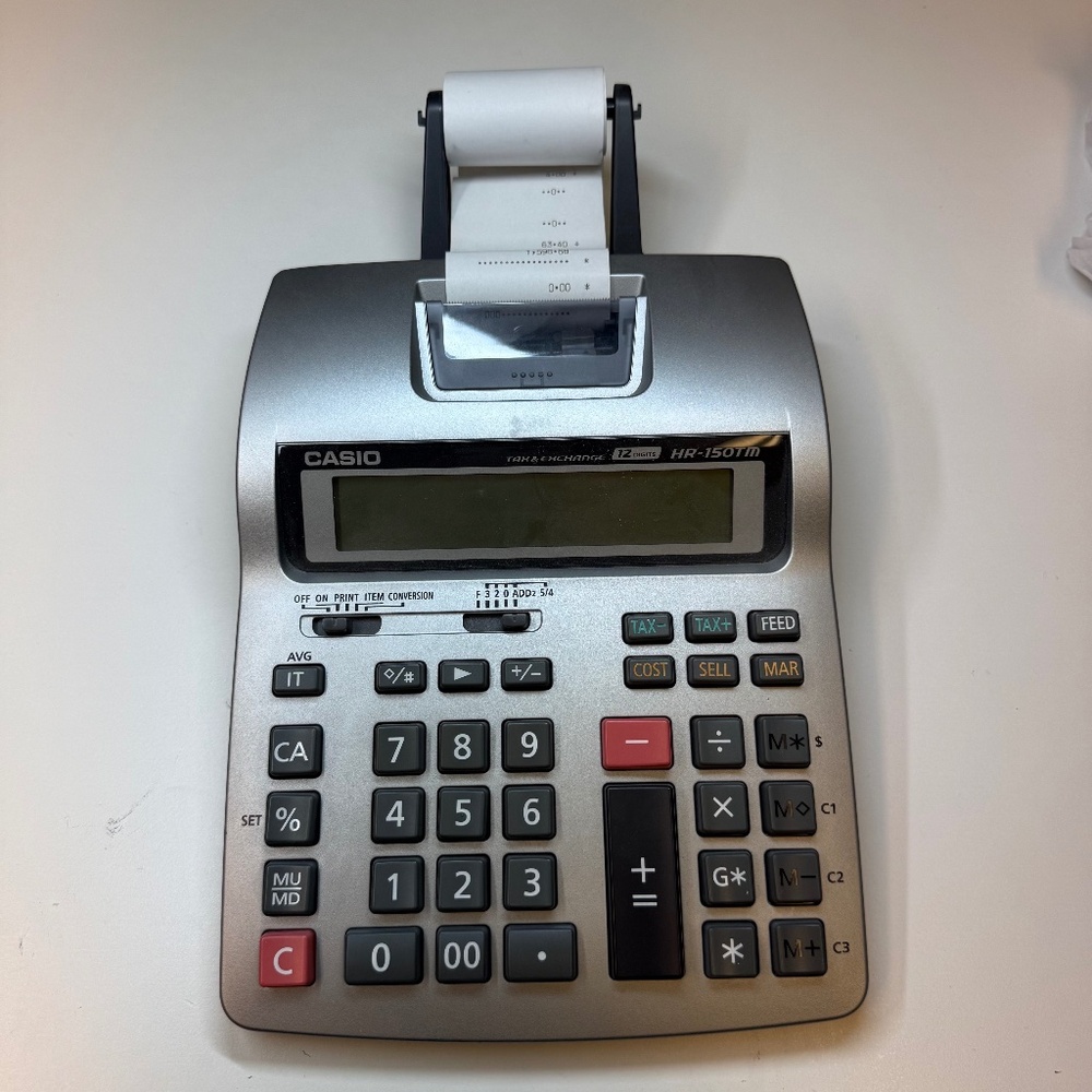 Casio HR150TM 12 Digit Silver Gray Desktop Printing Calculator - Picture 2 of 12